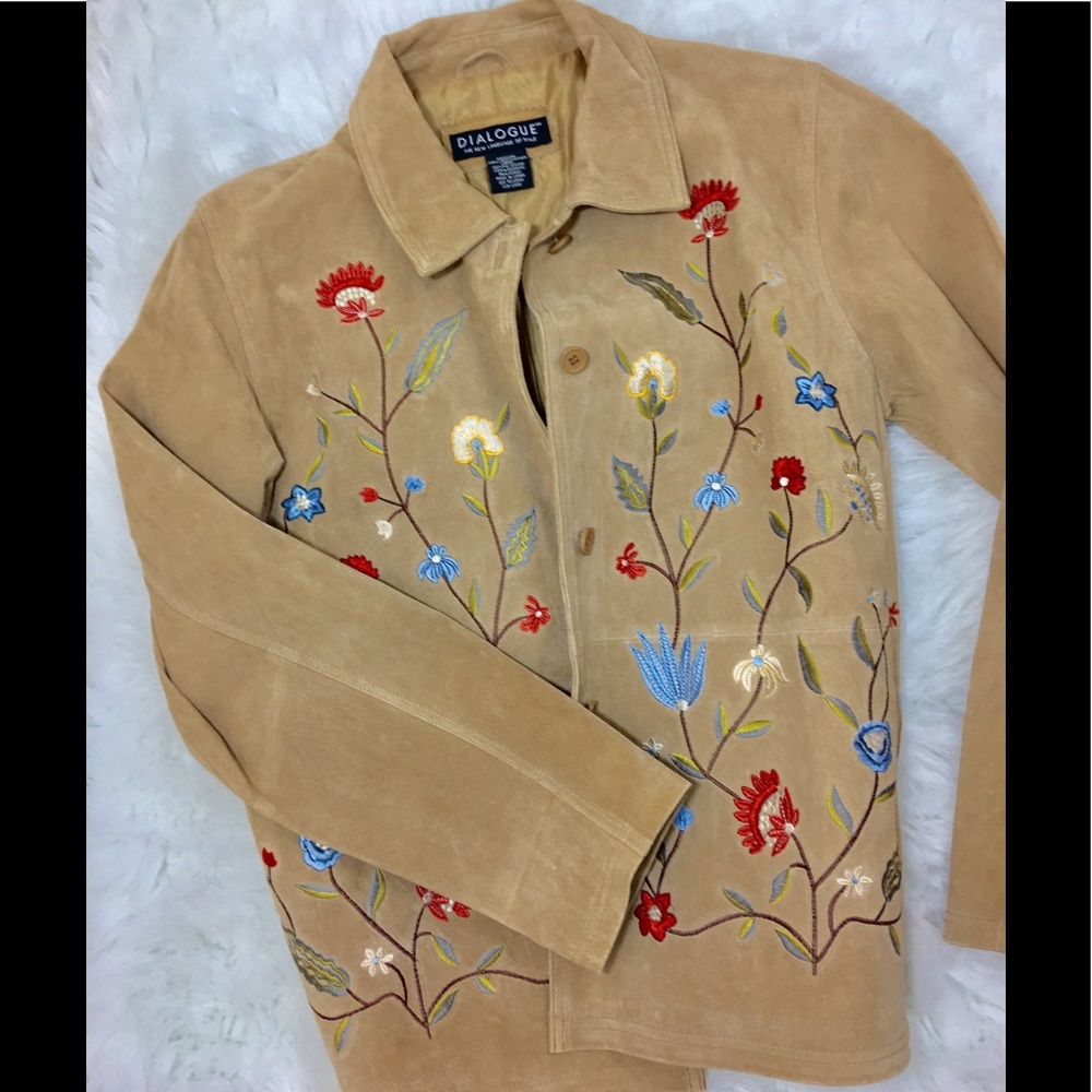 Leather Embroidered Jacket Medium